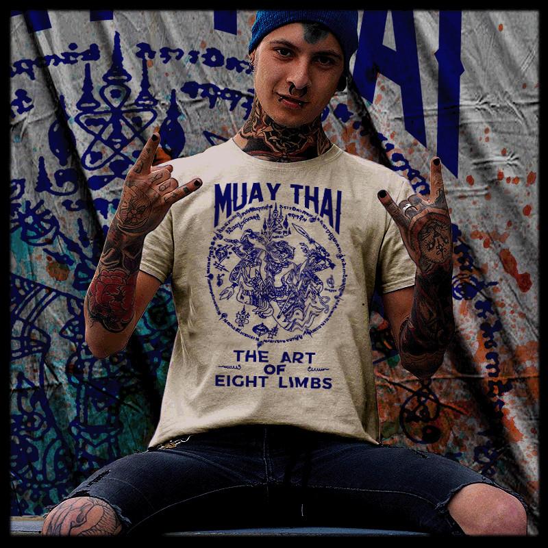 

Muay Thai T-shirt Thai boxing Sak Yant Tattoo Thai Boxer muay boron deity tee S