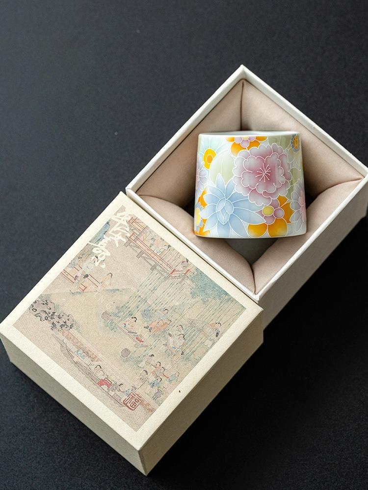 Antique Hand-painted Flowers Teacups Ceramic Master Cup Chinese Kung Fu Tea Set Household Tea Ceremony Personal Single Drinkware