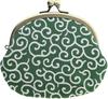 Watona Chirimen Clasp Round Coin Purse Arabesque Purse, 3.3-inch (Size 32, Pattern, Green)