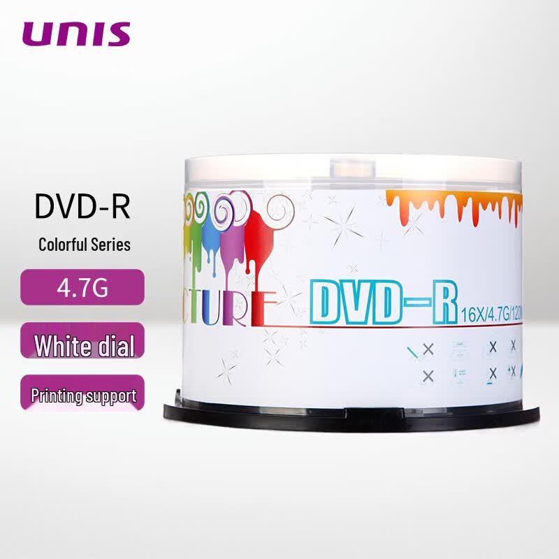 UNIS 16x 4.7GB Printable DVD-R Discs (50-Pack)