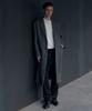 Manteco Herringbone Daddy Shoulder Single Long Coat [Dark Gray]