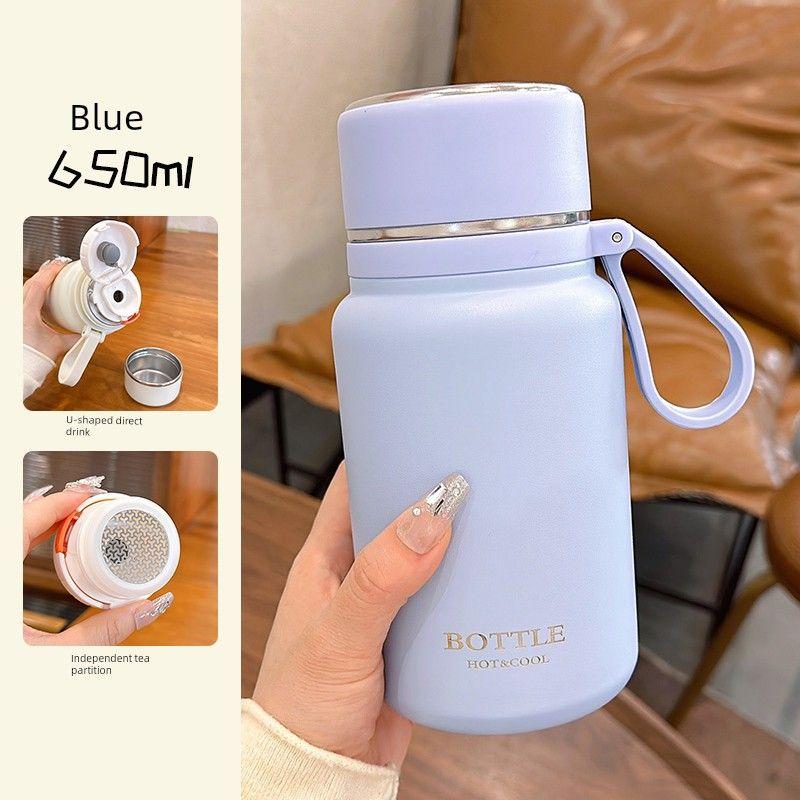 Simple Large-Capacity Thermos Cup for Girls, High-Looking 2024 New Style Water Cup, Portable Cold-Keeping Cup for Men, Car-Mounted Tea Cup
