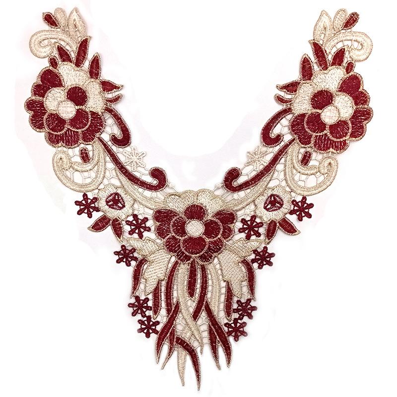 

Color Gold Thread Embroidered Collar, Water-Soluble Embroidered False Collar, Three-Dimensional Hollow Corsage Diy Lace Cloth Sticker коричневый