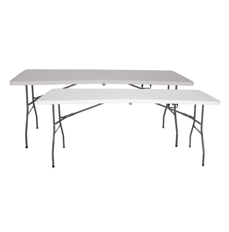 Pack 2 Mesas Plegables Normativa Uso Público Solid 180 x 70 x 74cm Portátiles. Tablero HDPE 3,5cm 6/8 Adultos. Multiusos Jardín/Catering The Homeweeks