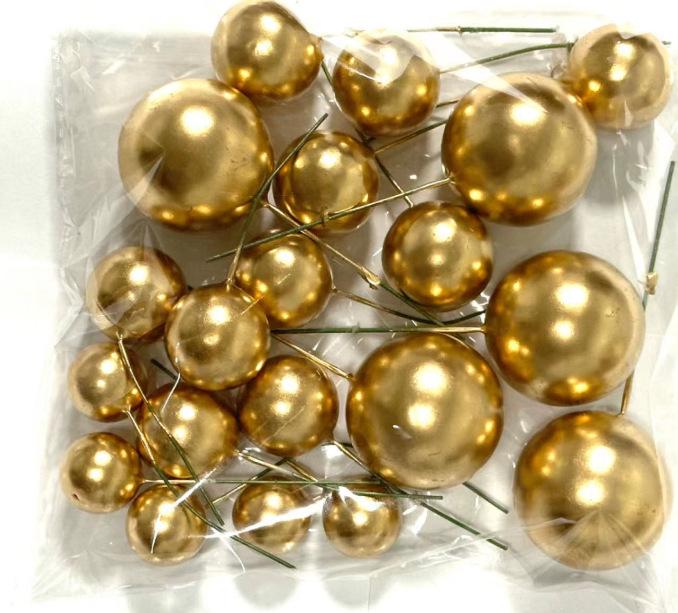 20-Piece Mixed Pack: Gold, Silver, Foam & Iridescent Christmas Cake Decoration Balls