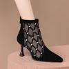 Mesh hollow cool boots women's 2025 new summer thin mesh pointed stiletto high heels Roman net women's boots