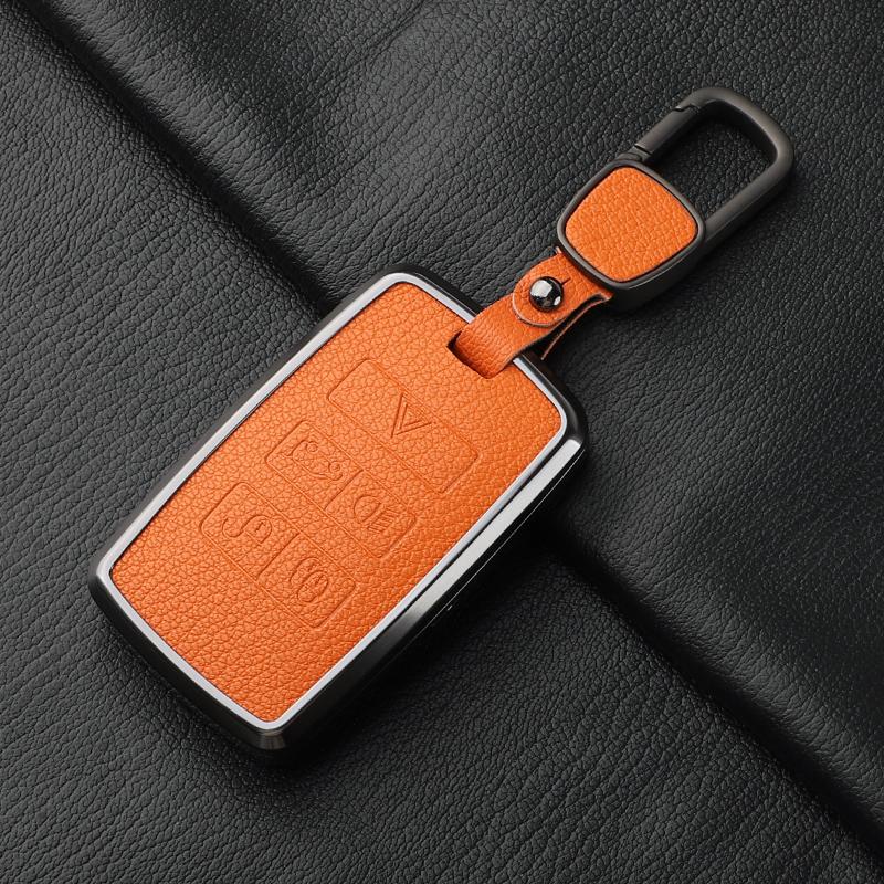 Metal and Leather Car Key Case Cover For Land Rover Range Rover Discovery Evoque Sport Velar Key Protection Shell Accessories