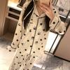 1011 New Pajamas Long-sleeved Trousers Women's Summer Cartoon Bear Hair Dot Sea Ice Silk Long-sleeved Trousers Pajamas Home