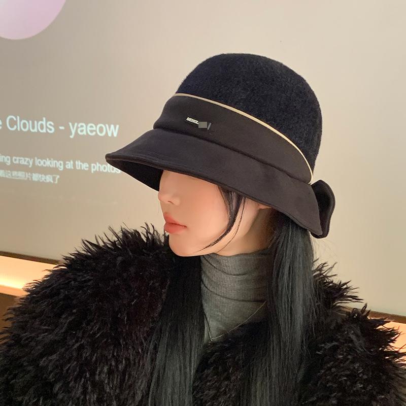 כובע דייג סתיו וחורף לנשים כובע סרוג גרסה קוריאנית מתוקה כובע פנאי חיצוני