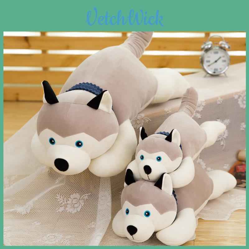 Cute Gray Lying Posture Husky Plush Doll Toy For Birthday Presents