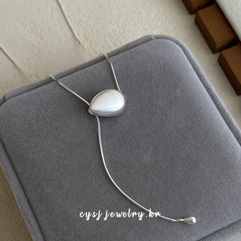 Cui Yan S925 Sterling Silver Y-Shape Korean Style Adjustable Long Necklace for Women - High-End Sweater Chain.