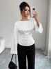 Women S Autumn Striped Flared Sleeve Round Neck Casual Shirt