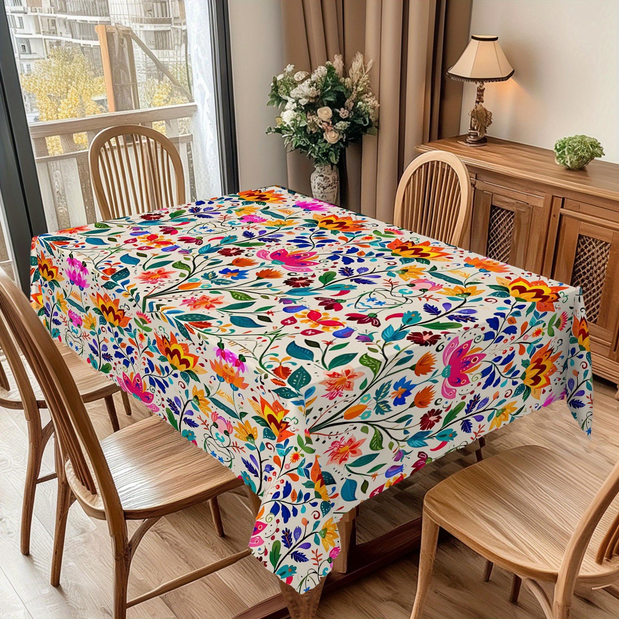 Mexicaans Kleurrijk Rechthoekig Tafelkleed voor Tafeldecoratie Feestelijk Feest Waterdicht Herbruikbaar Tafelkleed voor Tafels Feest Picknick 140x240cm