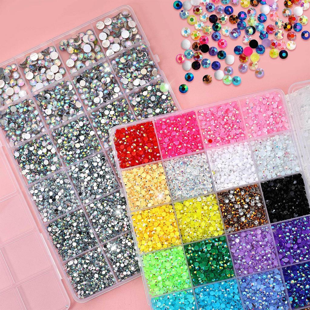 Sparkling Resin Diamonds 6mm Round Flat Back Rhinestones Resin Texture Suitable for Nail Art Crafting and Cosplaying
