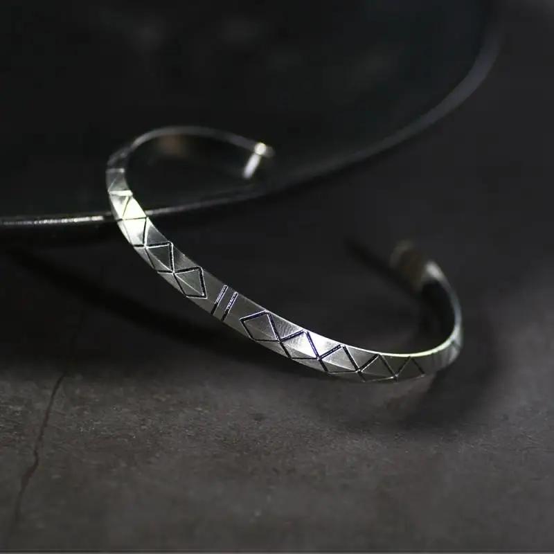 Half-Fold Square Open Bangle Bracelet Geometric Classic Punk Shape for Men Women Everyday Go Out Jewelry