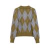 European and American Style, French Style, Women's Clothing, Fashion POLO Neck Long-sleeved Rhombus Knitted Sweater 2142208
