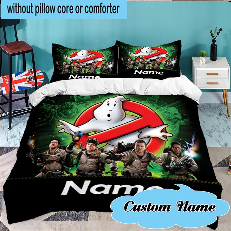 Custom Name 3PCS Ghost Team-Up Bedding Set Including 1pc Duvet Cover And 2pcs Pillowcases for Bedroom, Dormitory Gift Home Decor