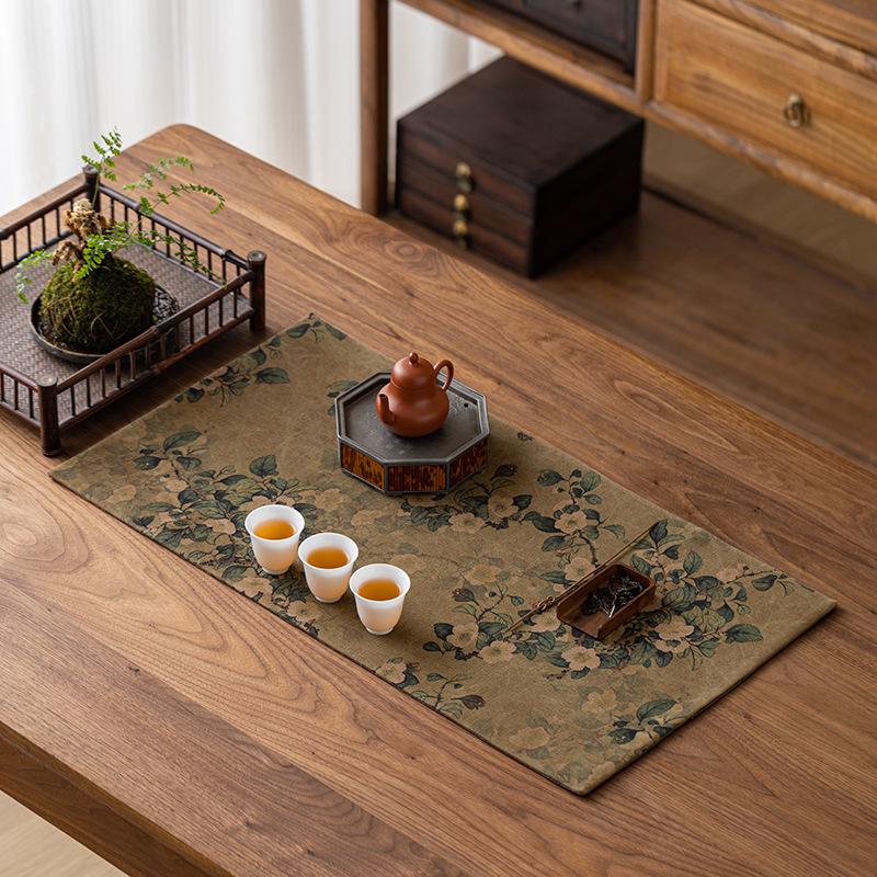 Xiangyun Yarn Handmade Tea Mat Double-Sided National Heat Insulation Tea Table Cloth Chinese Tea Tray Vintage Table Runner