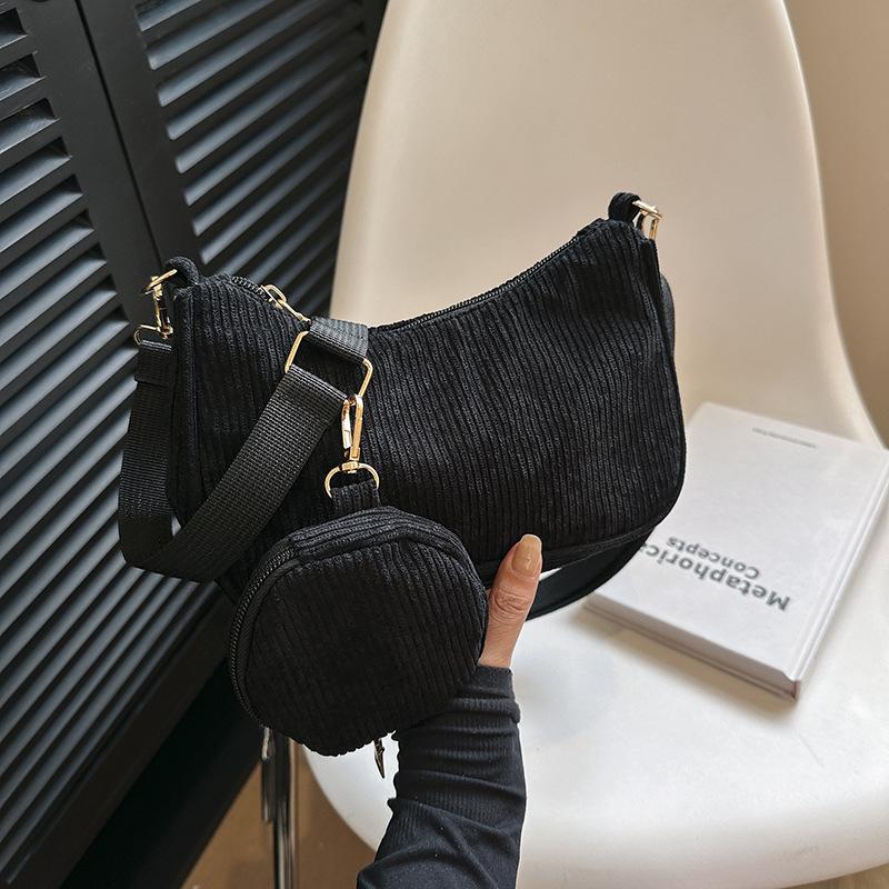 Women's bag corduroy new shoulder bag fashion underarm bag two-piece set child and mother bag