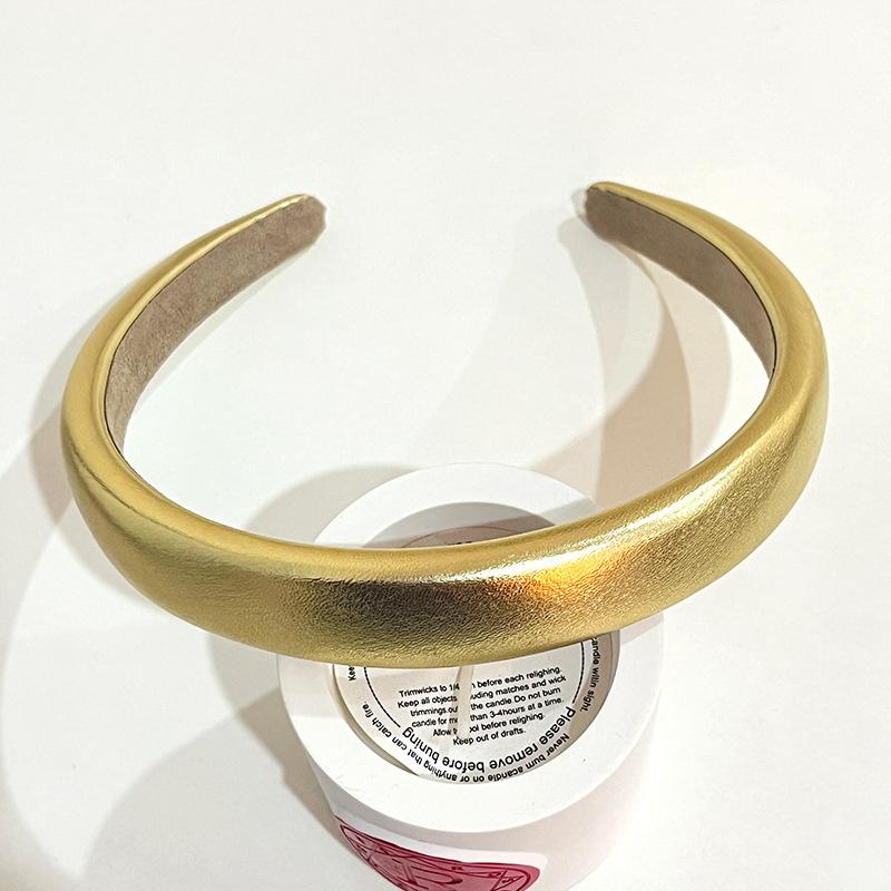 Popular Black Silver Synthetic Leather Sponge Padded Headbands for Women Girls Casual Shopping Party Headpiece Ins Hair Hoop