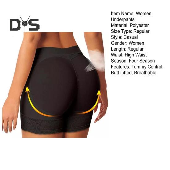 Women Underpants Fake Buttock High Waist Tummy Control Butt Lifted Seamless Soft Breathable Elastic Butt Lifter Body Shaper Panties Padded Underwear