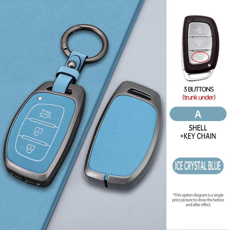 

Alloy 3 4 Button Car Key Case Cover For Hyundai Avante Sonata Santa Fe Tucson Elantra Azera Creta