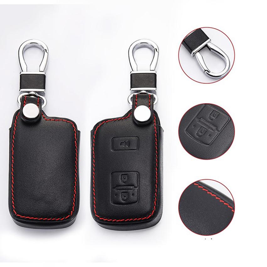 Leadway Luxury Keyless Remote Fob Protective Leather Car Key Case Smart Key Accessory for Toyota Camry Tacoma Land Cruise