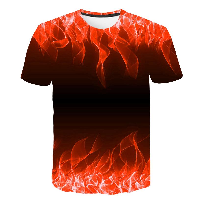 Colorful Flame  3D Printing T Shirt Man Summer O-Neck Short Sleeve Oversized Top Casual Tee Loose Streetwear Harajaku