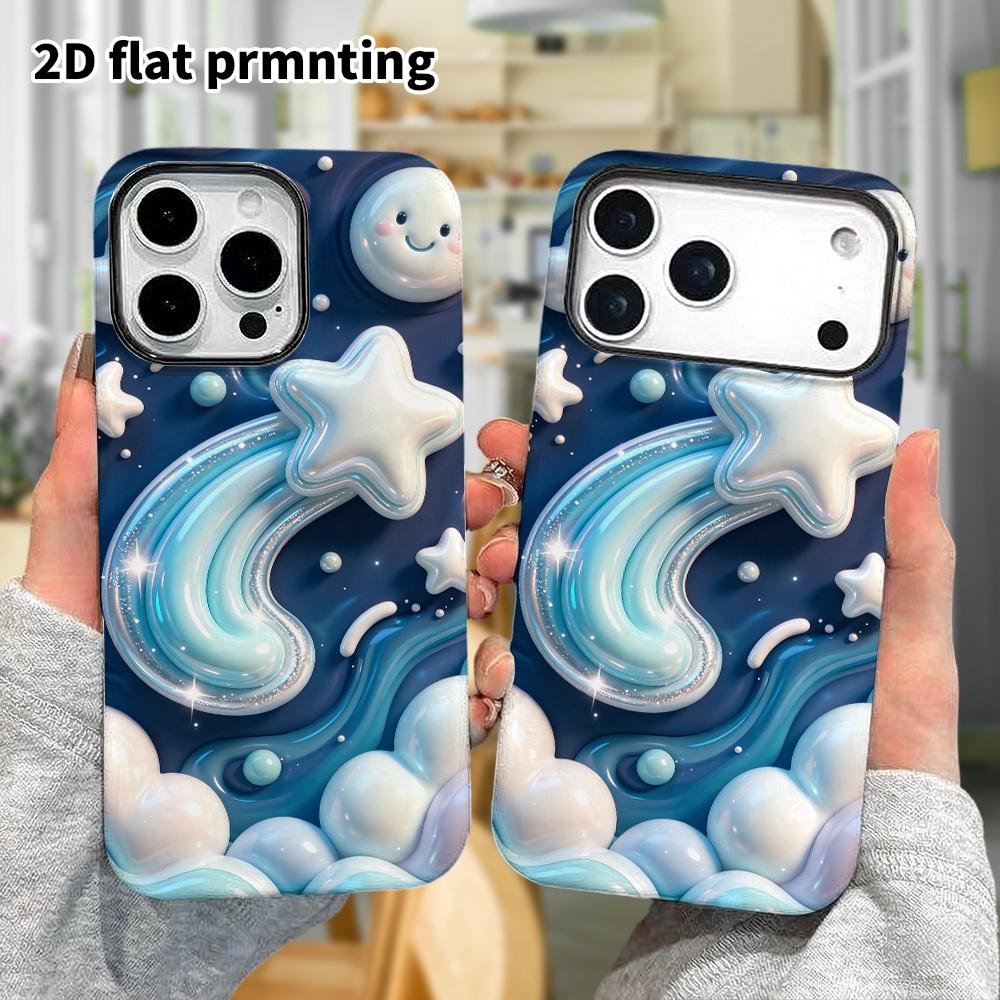 Phone Case: 2D Flat Design Suitable for iPhone 18 17 16 15 14 13 Pro Protective Case, Starry Sky Meteor, Perfect Christmas and Halloween Holiday Gift