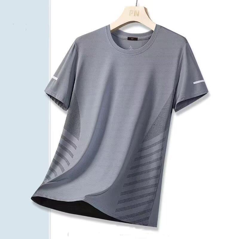 Short Sleeve T-Shirt Men S Summer Casual Loose Large Size T-Shirt Crew Neck Quick-Drying Ice Silk Casual Top Men S M