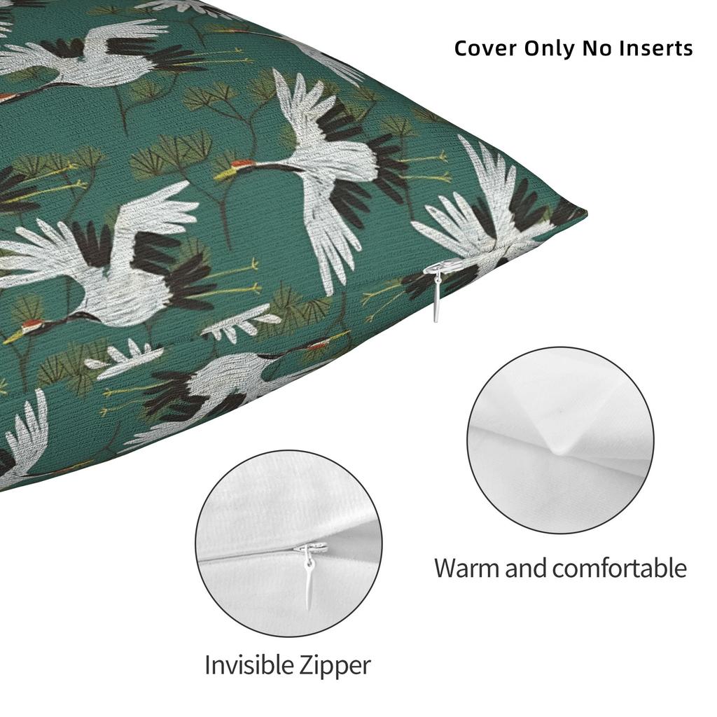 Chinese Style Crane & Pine Pillow Case Vintage Pillow Cover Custom Pillowcases For Sofa Couch Bed Living Room