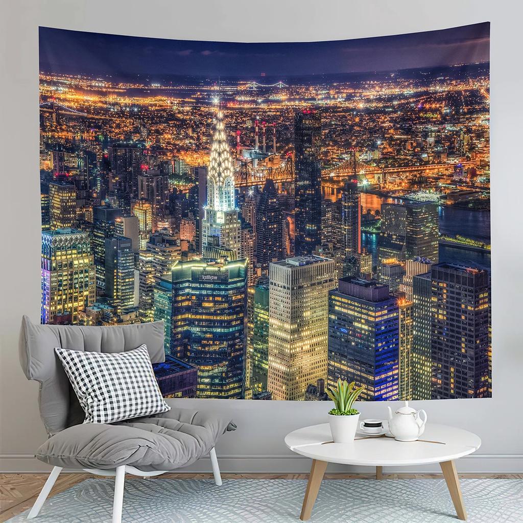 San Francisco Bay Bridge Tapestry City Night View Tapestry Landscape Tapestry Home Living Room Bedroom Wall Art Tapestries