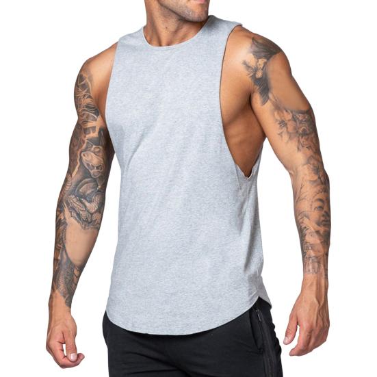 Men Summer Casual Vest O-Neck Sleeveless Letter Decoration Tank Tops Solid Color Fitness Tops with Wide Shoulder Straps Streetwear
