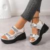 Grote Maat Dames Sandalen Zomer Ronde Neus Muffin Dikke Zool Strass