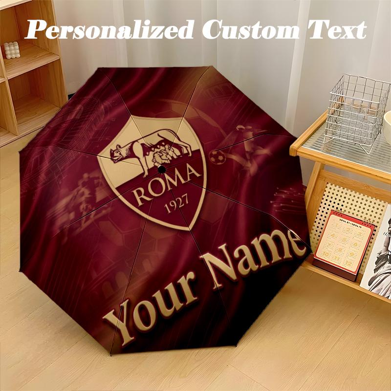 8 Rib Auto Folding Umbrella AS Roma Print Custom Name Text Portable Rain Gear