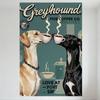 Greyhound Fire Coffee Co. Vintage Metal Sign, Retro Dog & Coffee Cup Tin Poster for Bar Cafe Home Wall Decor, 8x12 Inch Tin Sign