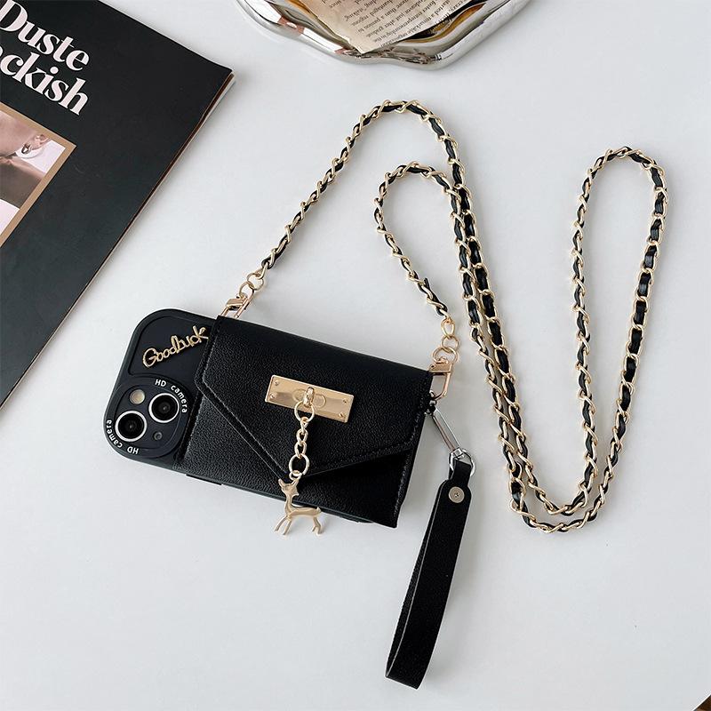 

For IPhone17Pro Mobile Phone Case for Apple 14 Coin Purse Card Holder 11 Crossbody Chain 12 Portable Deer Pendant 8 For iPhone 7/8/SE 2020