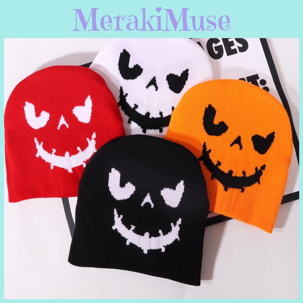 Halloween Pumpkin Pattern Knit Cap With Cozy Fabric For Autumn Casual Wear