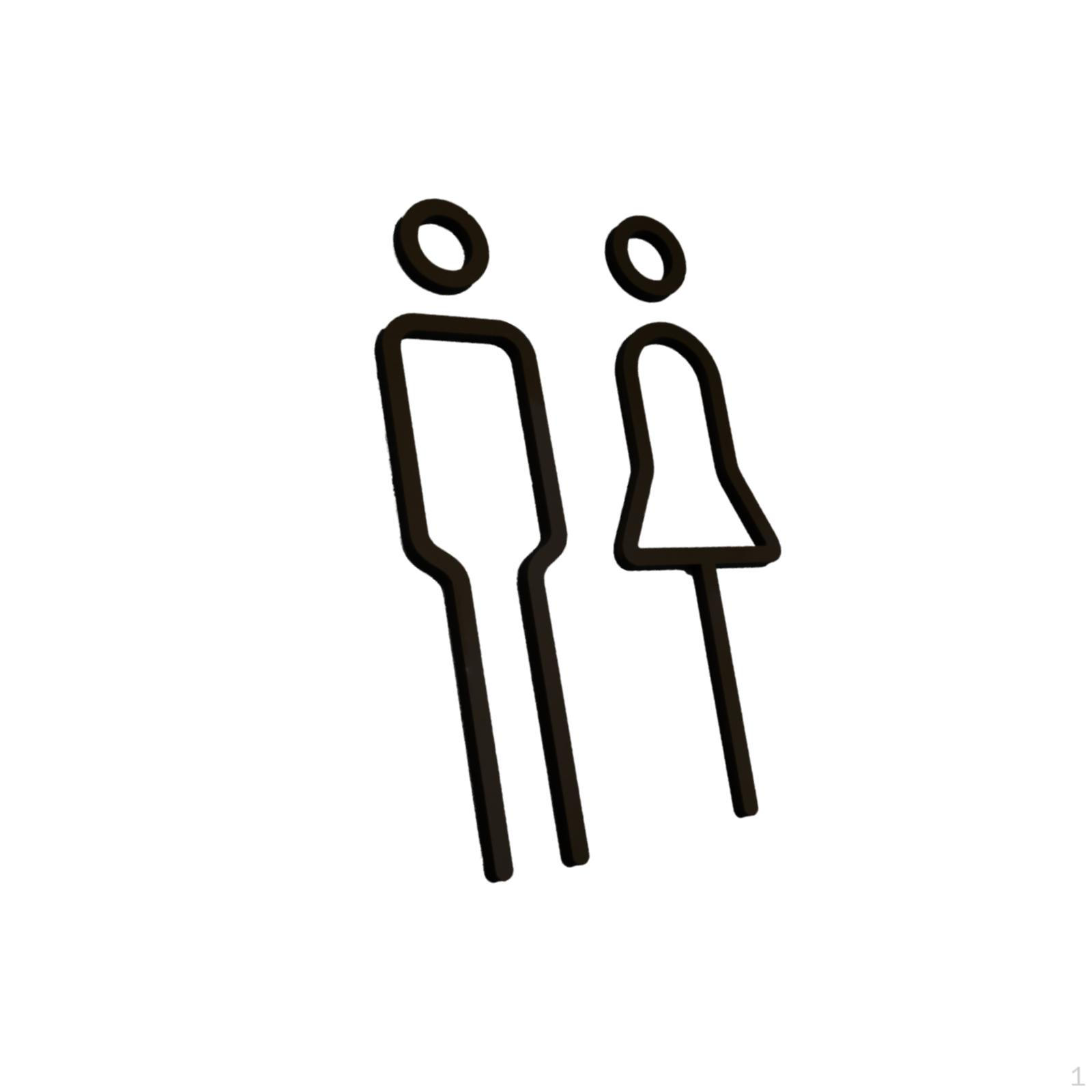 

3D Restroom Sign for Male And Female Acrylic WC Stickers Store Office чёрный