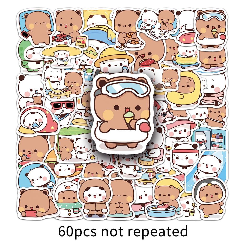 60 Pictures of One and Two Cloth Doodle Stickers Cartoon Cute Emoticon Pack Guka Decorative Mobile Phone Case Notebook Stickers
