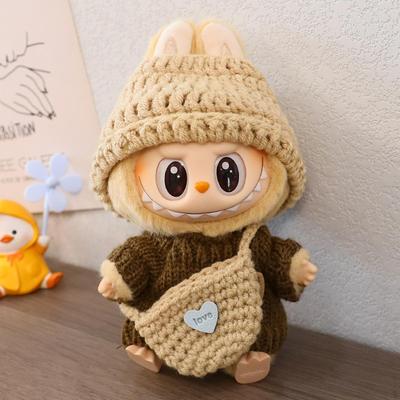 Plush Doll Clothes Outfits Set Fashion Accessories Miniature with Hat Sweater Backpack Crochet