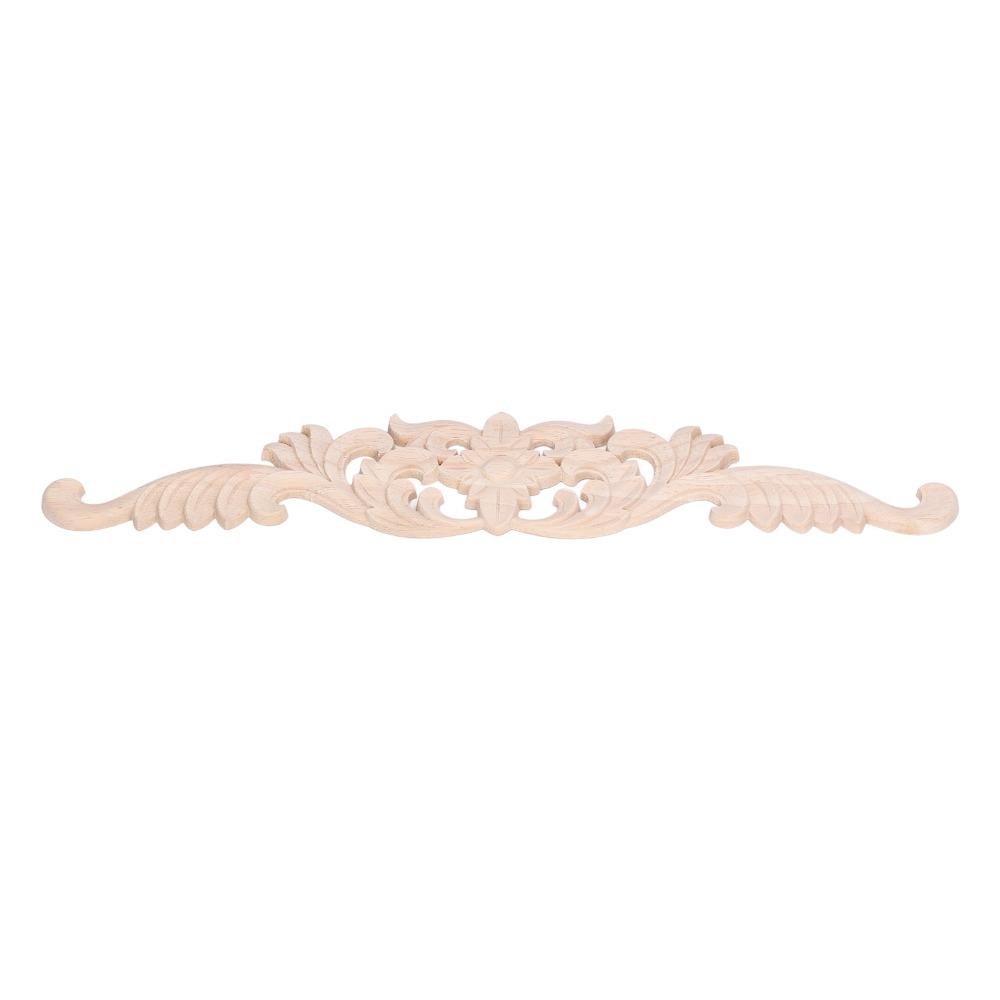 Light Brown Wood Carved Applique 40x8cm Cabinet Furniture Decoration Furniture Decoration