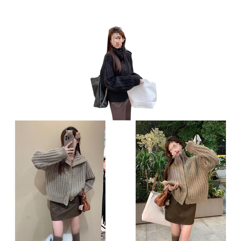 Sweater For Women With Stand Collar And Knitted Design For Fall Casual Wear