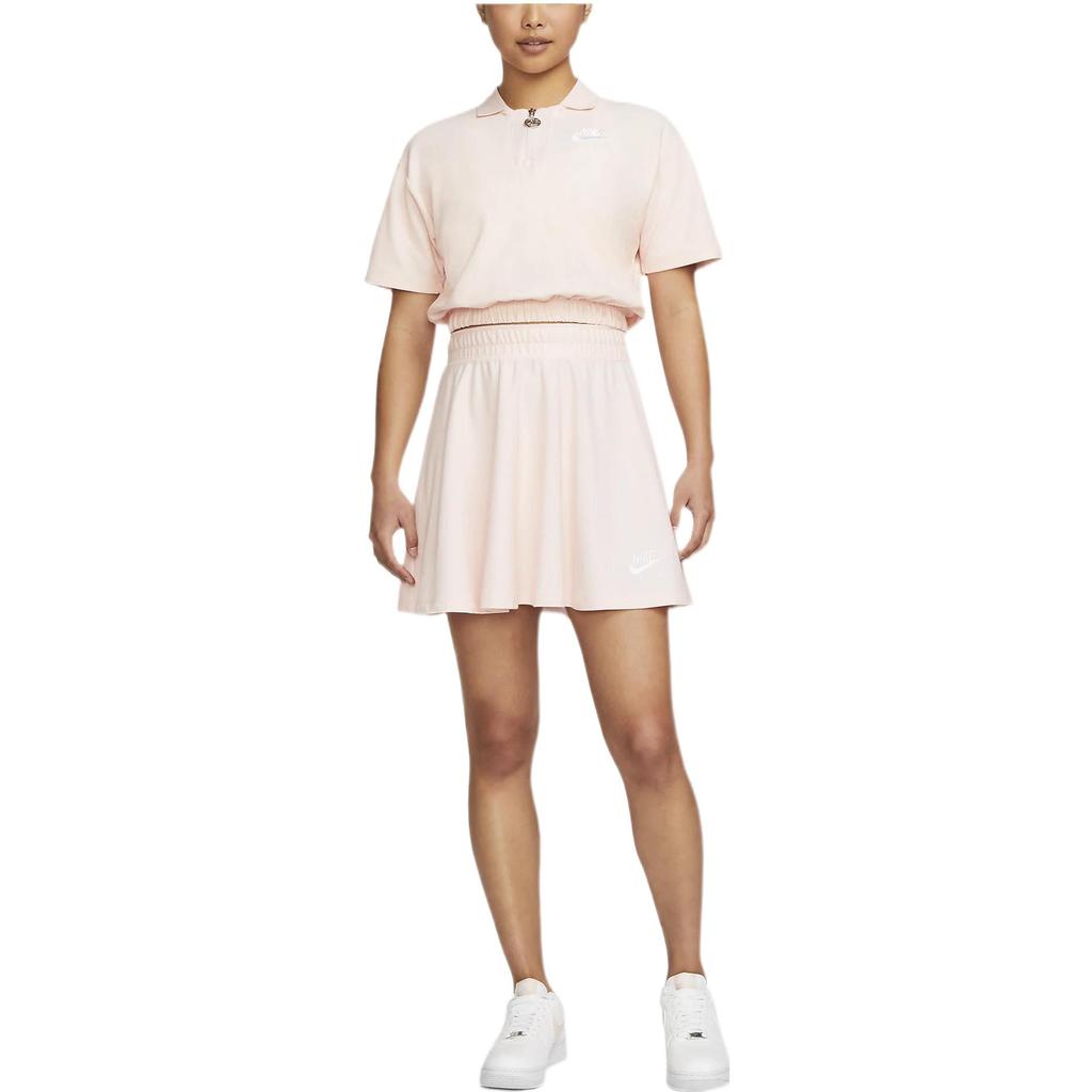 Nike Air Pique Solid Color Casual Short Sleeve Polo Shirt Women Tops Pink DM6465-610