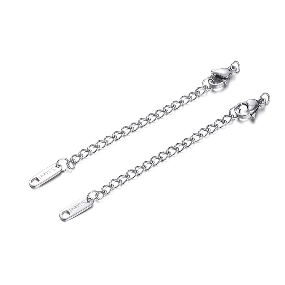 10pcs Stainless Steel Extension Extended Tail Chains Lobster Clasps Connectors DIY Jewelry Making Findings Bracelet Necklaces