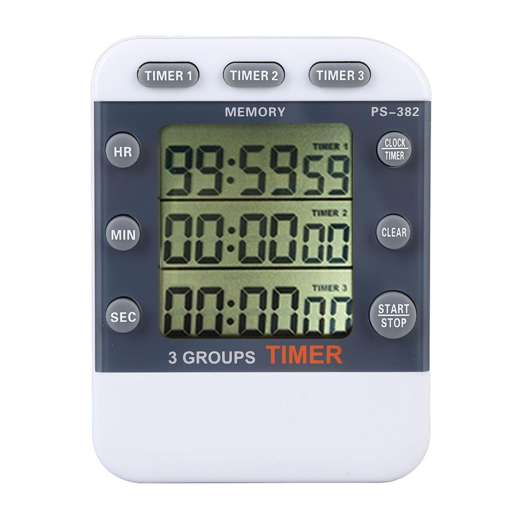 Electronic Timer 3 Channels Countdown Reminder Digital Timer for Kitchen Cooking School Parking