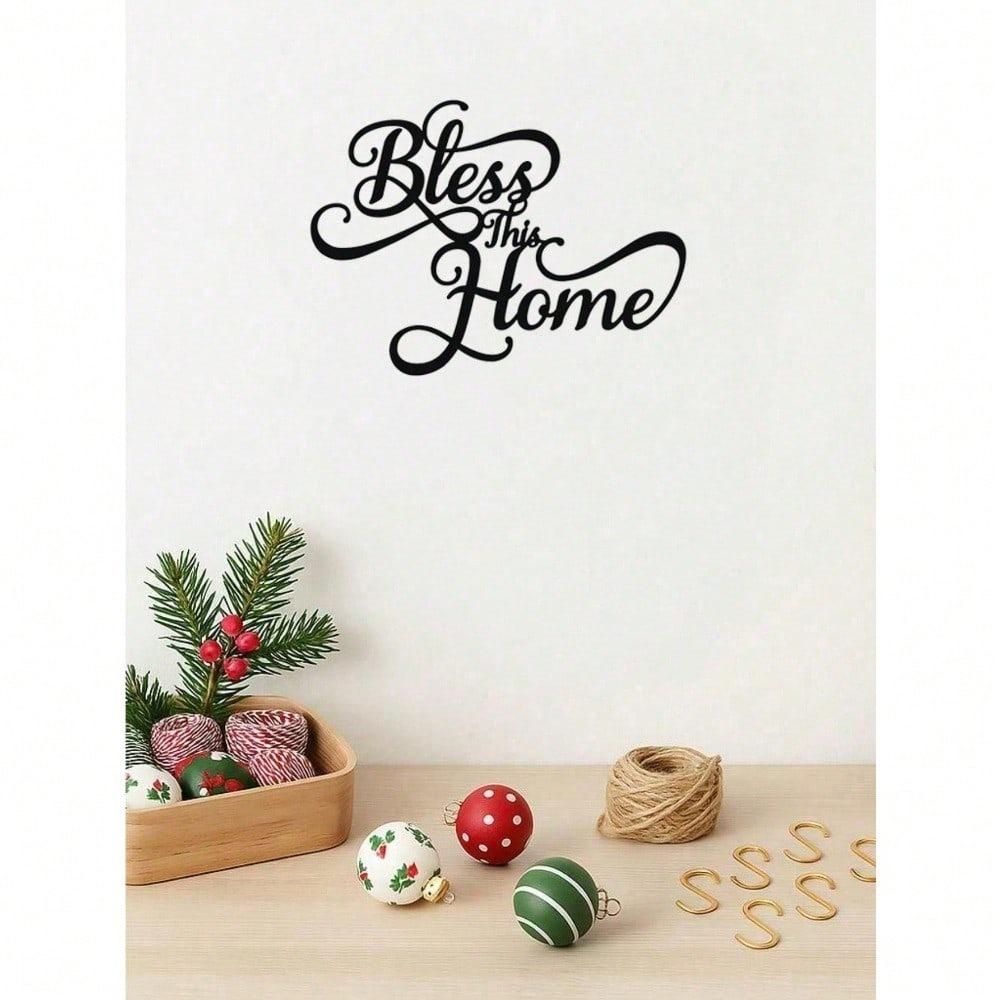 Modern Metal Wall Art Bless This Home Farmhouse Decor Waterproof Rust Resistant Sign for Living Room Bedroom Bathroom Kitchen Housewarming Gift