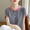 Retro Women's T-shirt Summer Reduction Lady T-shirt Temperament Korean Version POLO Collar Ladies Knitted Tops
