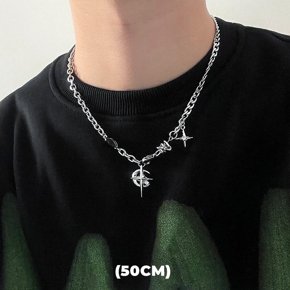 Collar de doble capa con estrella de circón estilo hip hop para hombres y mujeres, cadena colgante de acero de titanio con dije de tendencia, joyería unisex al por mayor