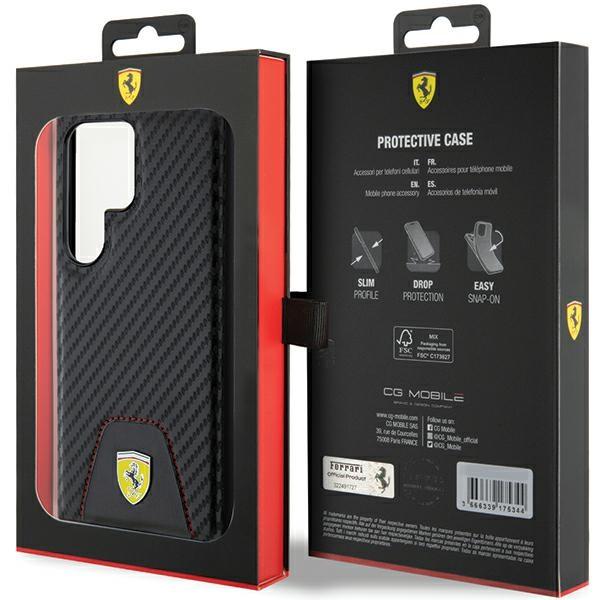 Ferrari Fehcs24Ln3Puk S24 Ultra S928 Czarny/Black Hardcase Carbon Stitched Bottom